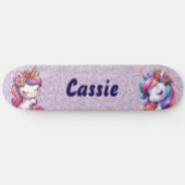 Skateboard Cute Unicorn Parties scintillant rose Personnalise