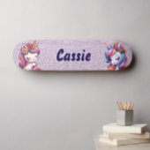 Skateboard Cute Unicorn Parties scintillant rose Personnalise