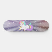 Skateboard Cute Unicorne, Arc en ciel, Galaxie (Horz)