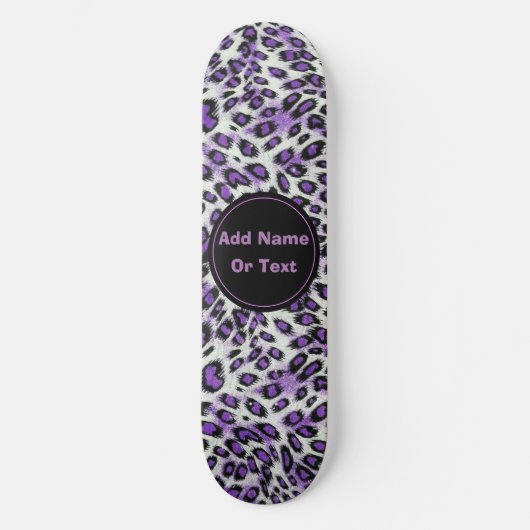 Skateboard Cute violet Poster de animal léopard Personnalisé (Recto)
