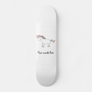 Skateboard Cute white rainbow unicorn