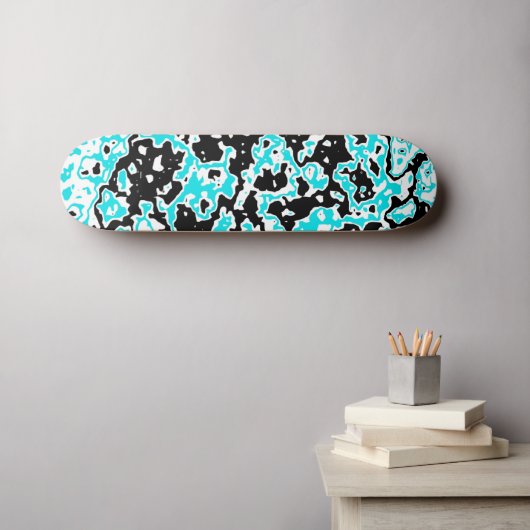 Skateboard Cyan et Black Swirls (Art mural (Horz))