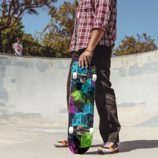 Skateboard Cyan Magenta Lime Cyberpunk | Extrêmement 3D