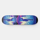 Skateboard Cyberpunk City Skyline futuriste (Horz)