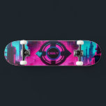 Skateboard Cyberpunk Neon Obey Streetwear Sci-Fi City<br><div class="desc">Hit the concrete jungle with unparalleled, rebellious futuristic style using this incredible cyberpunk skateboard deck. The long, horizontal format of the board is the absolute perfect canvas for this breathtaking neon industrial scene. As you ride, the highly detailed factory structures and the central, glowing "OBEY" mechanical eye stretch across the...</div>