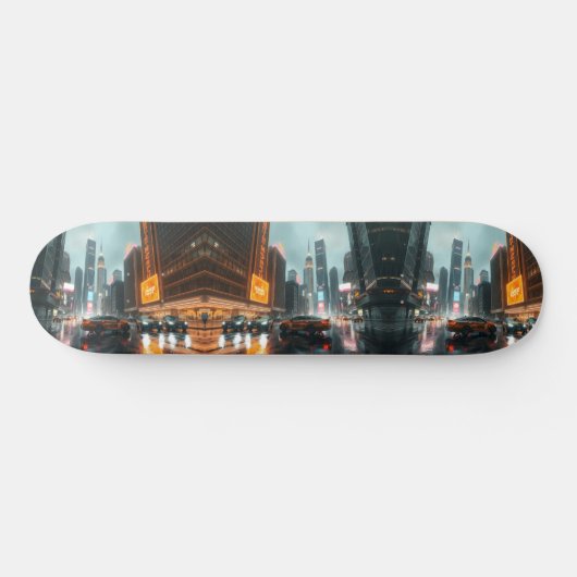 Skateboard Cyberpunk Skyscrapper City Cars (Horz)