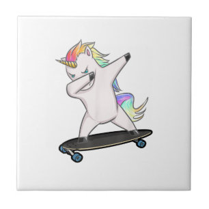 Skateboard Dabbing Eenhoorn Vrouwen Mannen Kindere Tegeltje