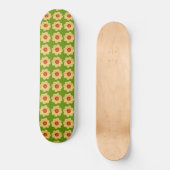 Skateboard Dahlia jaune motif floral sur vert (Recto)