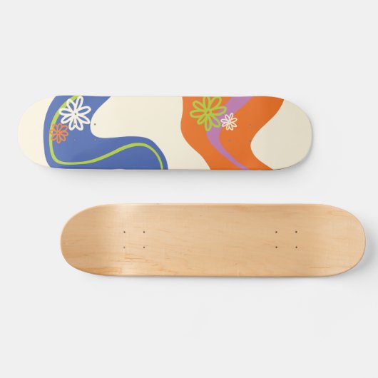 Skateboard Daisy Groove Bleu, orange, violet, vert et crème (Horz)