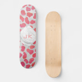 Skateboard Dalmatien Rose et Blanc avec Monogramme (Recto)