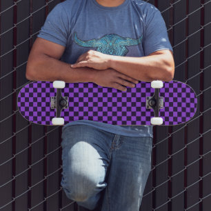 Skateboard Damant de violet et de lavande à carreaux