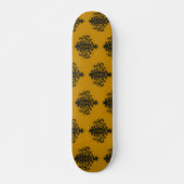 Skateboard Damas noir sur motif jaune moutarde (Devant)