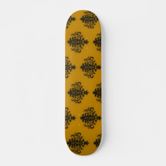 Skateboard Damas noir sur motif jaune moutarde (Devant)