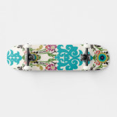 Skateboard Damask Floral Patterns Plum Turquoise (Horz)