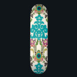 Skateboard Damask Floral Patterns Plum Turquoise<br><div class="desc">Des motifs floraux turquoise,  prune,  verte et violette se rencontrent sur un arrière - plan blanc pour donner vie à cette impression damasée de juin Erica Vess. Travaille comme un cadeau pour vous-même,  un ami ou un membre de la famille.</div>