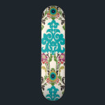 Skateboard Damask Floral Patterns Plum Turquoise<br><div class="desc">Des motifs floraux turquoise,  prune,  verte et violette se rencontrent sur un arrière - plan blanc pour donner vie à cette impression damasée de juin Erica Vess. Travaille comme un cadeau pour vous-même,  un ami ou un membre de la famille.</div>