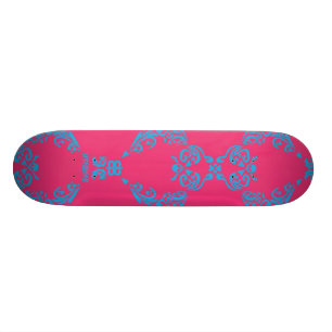 Skateboard Damassé Aqua-Magenta
