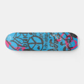 Skateboard Damassé Aqua-Magenta, graffiti (Horz)