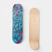 Skateboard Damassé Aqua-Magenta, graffiti (Recto)