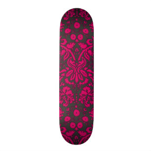 Skateboard Damassé rose et noire au néon