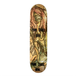Skateboard dame colorée d'abrégé sur style d'art de rue r