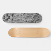 Skateboard dame de pose noire et blanche d'art abstrait rétro (Horz)