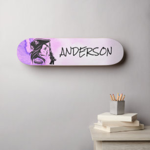 Skateboard Dame Pirate Personalisée Violet