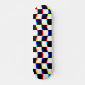Skateboard Damier Aberration 3D Noir Blanc Rétro (Devant)