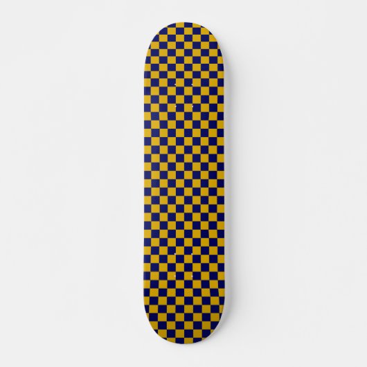 Skateboard Damier bleu marine et jaune moutarde (Devant)