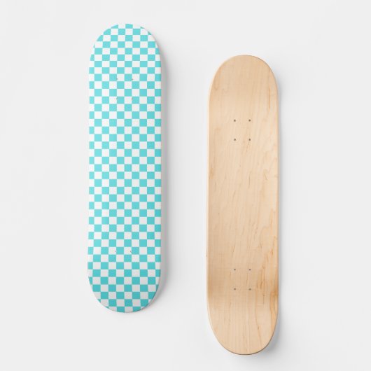 Skateboard Damier bleu turquoise classique  (Recto)