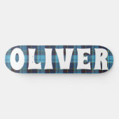 Skateboard damier écossais bleu personnalisé (Horz)