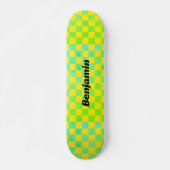 Skateboard Damier vert et jaune Rétro 90s  (Devant)