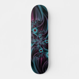 Skateboard Dans la profondeur Bleu rose Abstrait Fractal Art