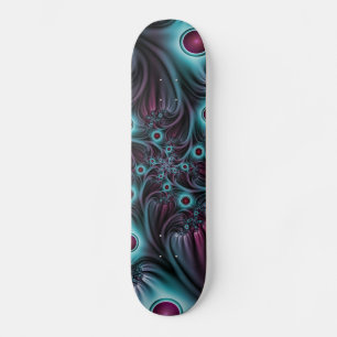 Skateboard Dans la profondeur Bleu rose Abstrait Fractal Art