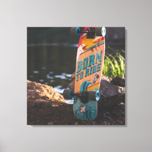 Skateboard dat aan de rand wordt geboren canvas afdruk