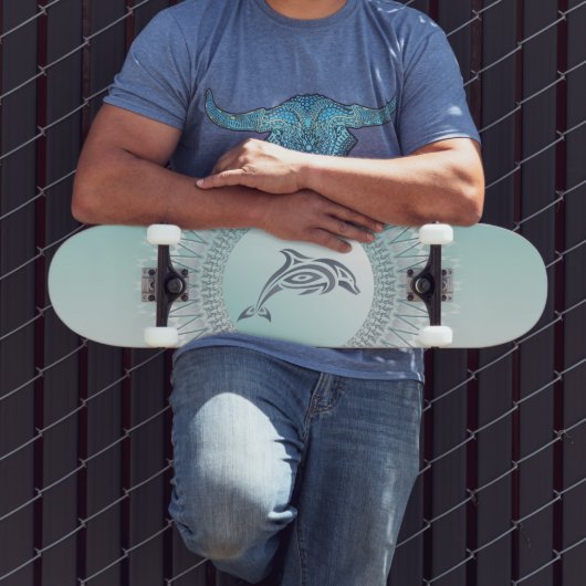 Skateboard Dauphin Mandala de Style Plage (Extérieur 3)