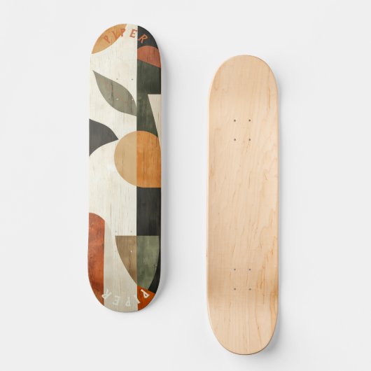 Skateboard de Boho géométrique - Feuille minimalis (Recto)