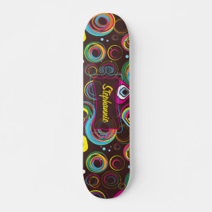Skateboard de comp coloré du cercle rétro des anné