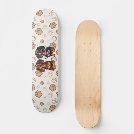 Skateboard De mignons amis dachshund (Recto)