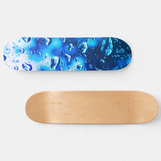 Skateboard Deck, Blue Raindrops design (Horizontaal)