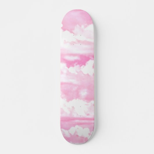 Skateboard Décor Clair Rose Élégant Nuages (Devant)