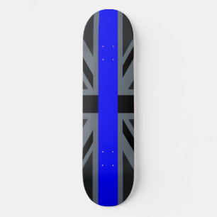 Skateboard Décor Union Jack de Ligne Bleue Mince