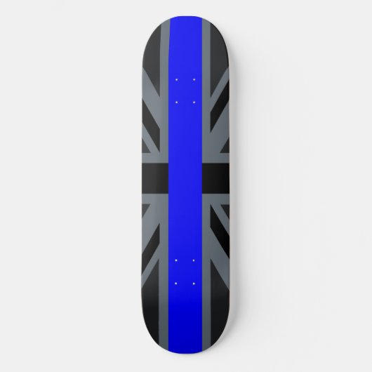 Skateboard Décor Union Jack de Ligne Bleue Mince (Recto)