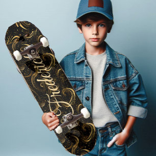 Skateboard Décoration artistique moderne en feuilles noires e