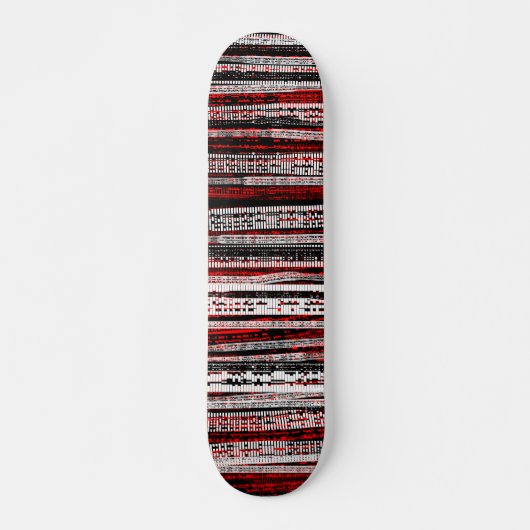 Skateboard Découpe technique - Noir et blanc sur rouge (Devant)