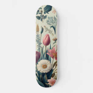 Skateboard Découvrez le Motif botanique fleuri de printemps