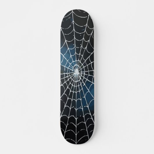 Skateboard Dégradé de toile d'araignée blanche design abstrai (Devant)
