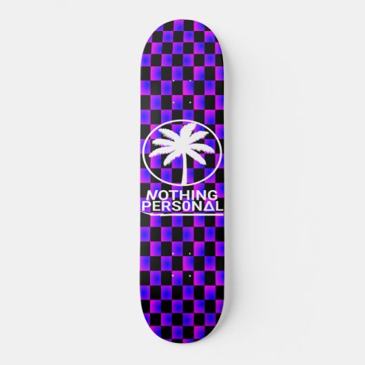 Skateboard Dégradé Noir et Bleu à Damier (Recto)