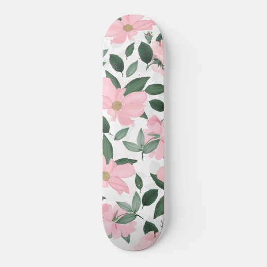 Skateboard Delicate Pink Roses Floral Painting (Recto)