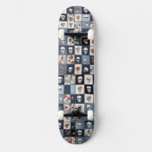 Skateboard Denim Distressé Patchwork Crânes Floral (Recto)